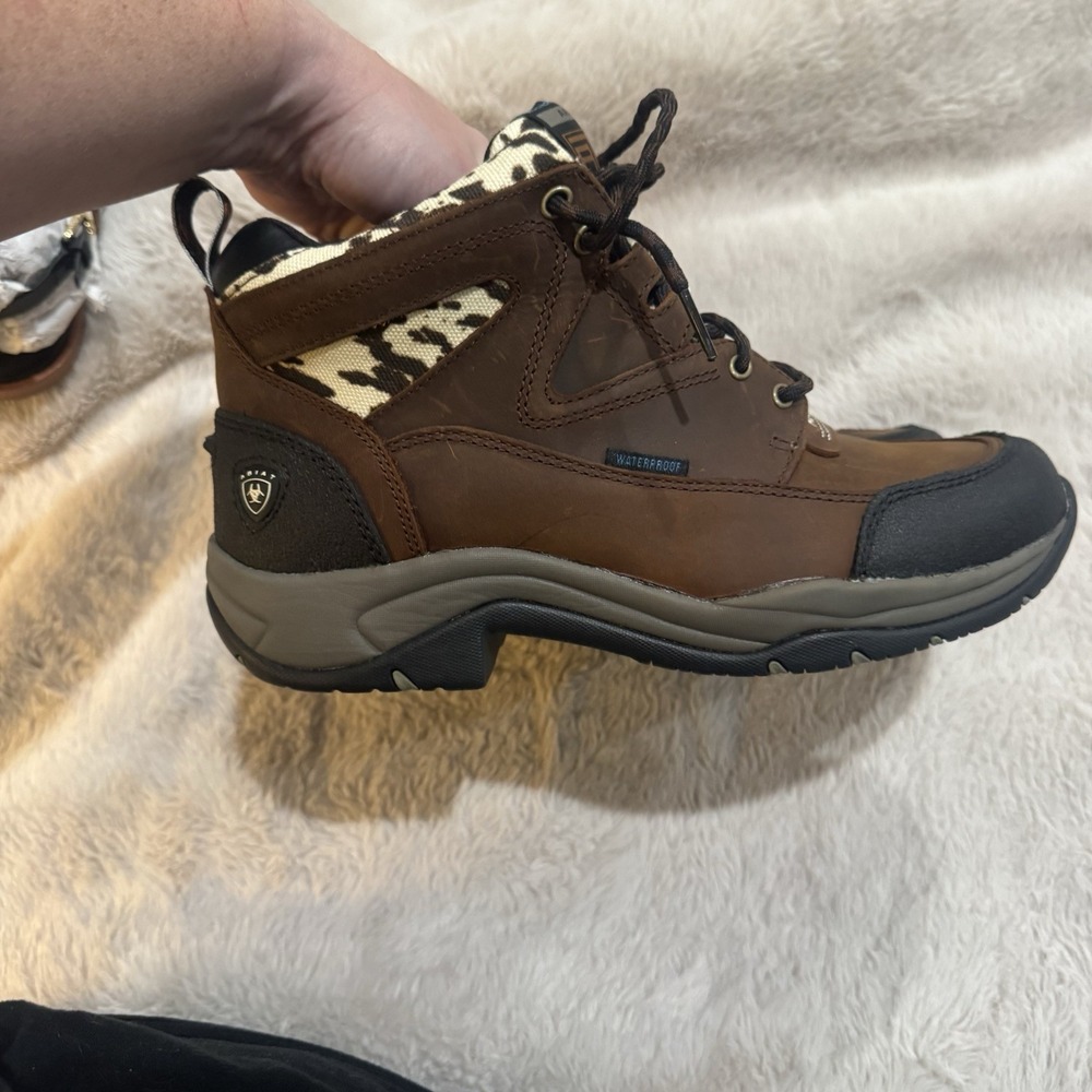 Ariat Womens Terrain H2O Waterproof Hiking Boots Brown Cow Print 8.5B  10044538 - Picture 5 of 9